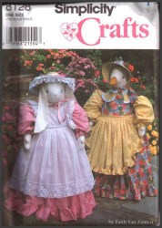 8128 Simplicity 40" Duck, Bunnies Stuffed Animals, Clothes Pattern